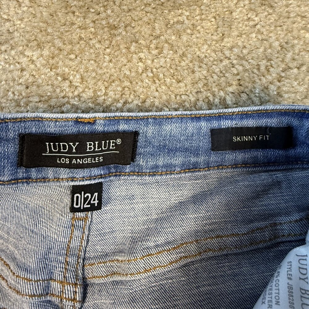 Judy Blue Skinny Fit Jeans Womens Size 0/24 High Rise Denim Blue Ankle F680 - Picture 5 of 16